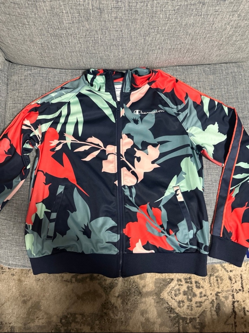 Champion Navy Jacket with Floral Print